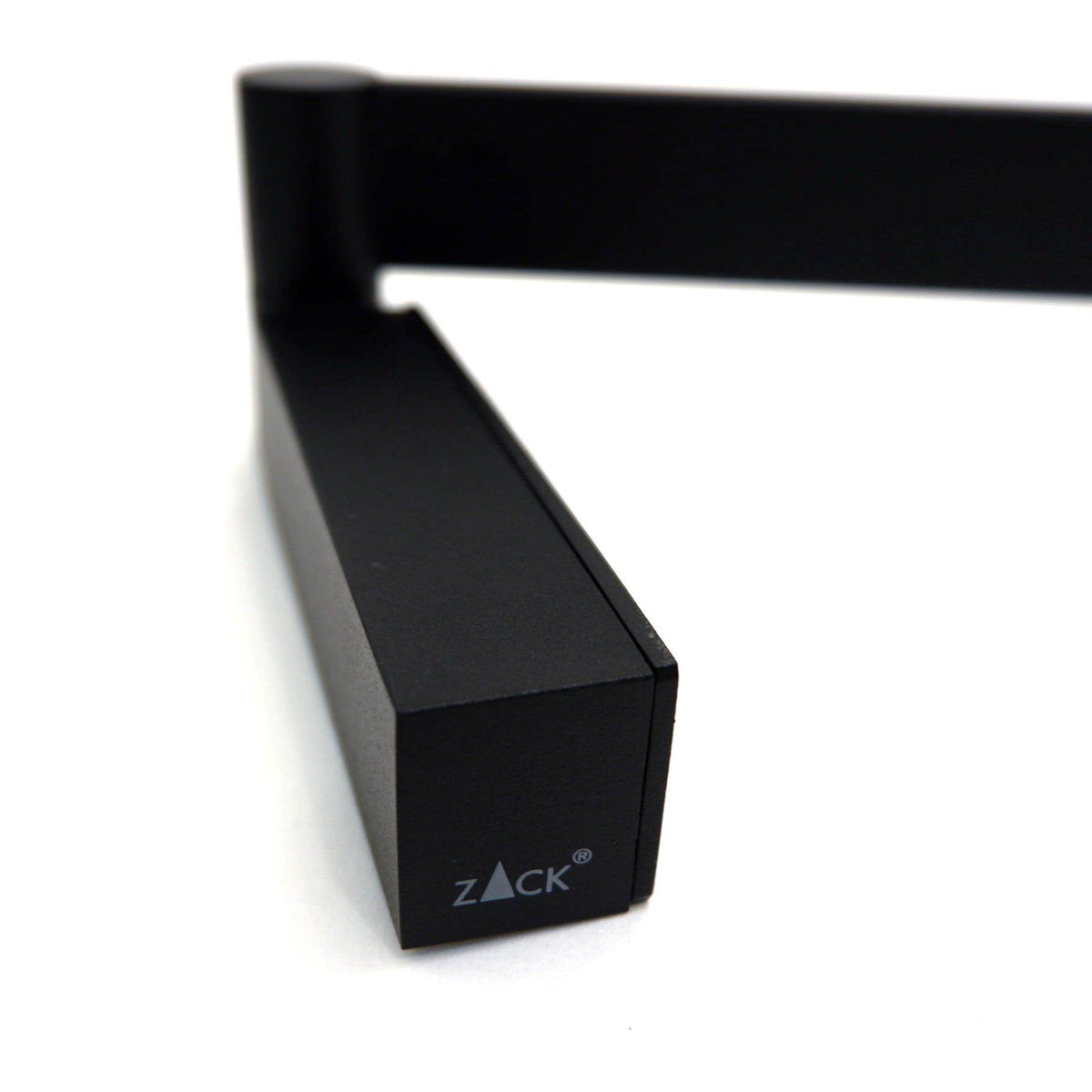 ZACK 40583 LINEA マットブラックのLEDメイクアップミラー:ZACKロゴ入りの壁付けブラケットの拡大