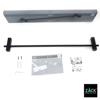 [サンプル品] ZACK 40502 CARVO ドイツZACK社製モダンデザインのタオルレール マットブラック65.8cm 壁付けタイプ DIY [在庫あり]