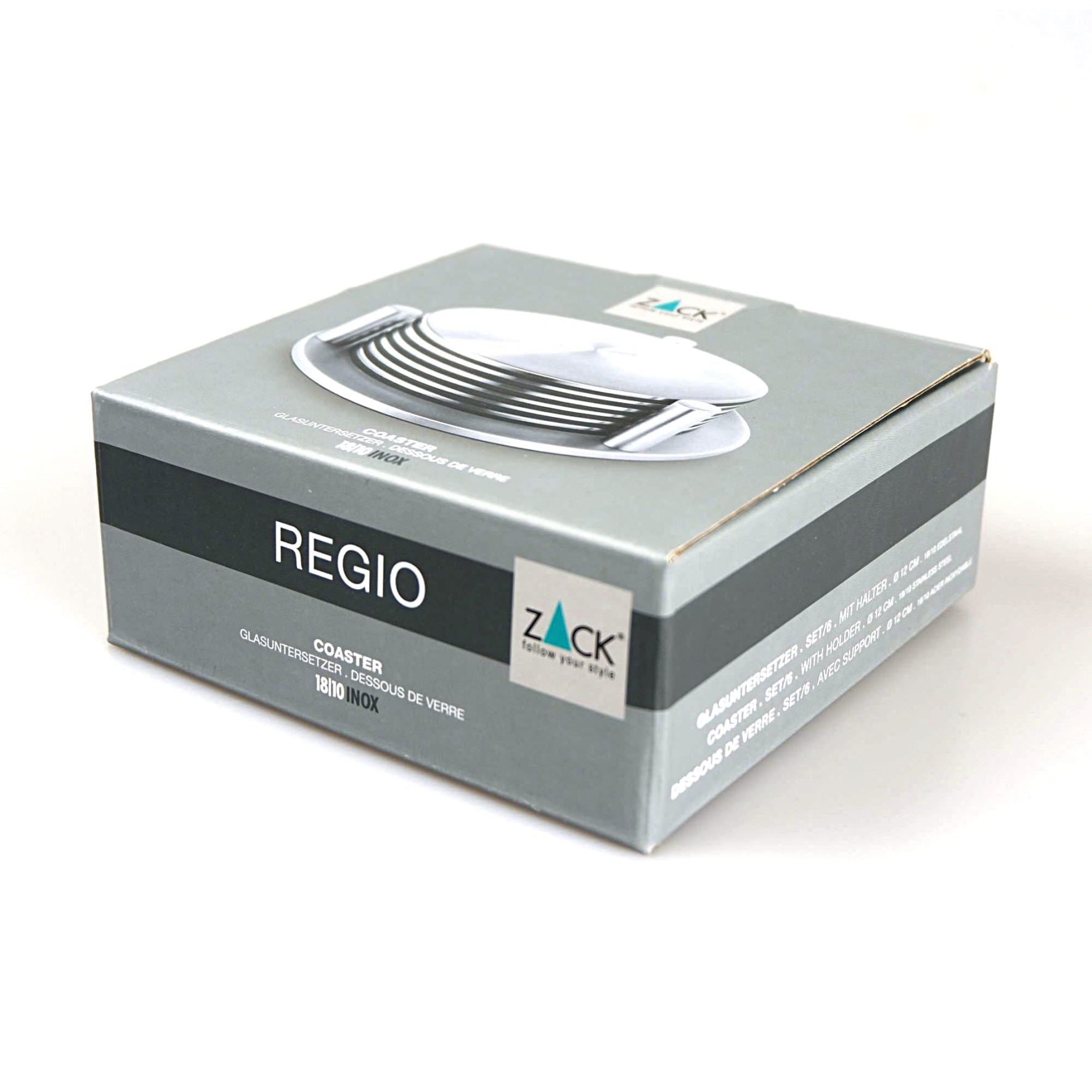 コースターとスタンドのセット｜REGIO HL スタンド付きコースター6枚セット 台直径12cm コースター直径9.5cm 18/10ステンレス製 ヘアライン仕上げ 20374