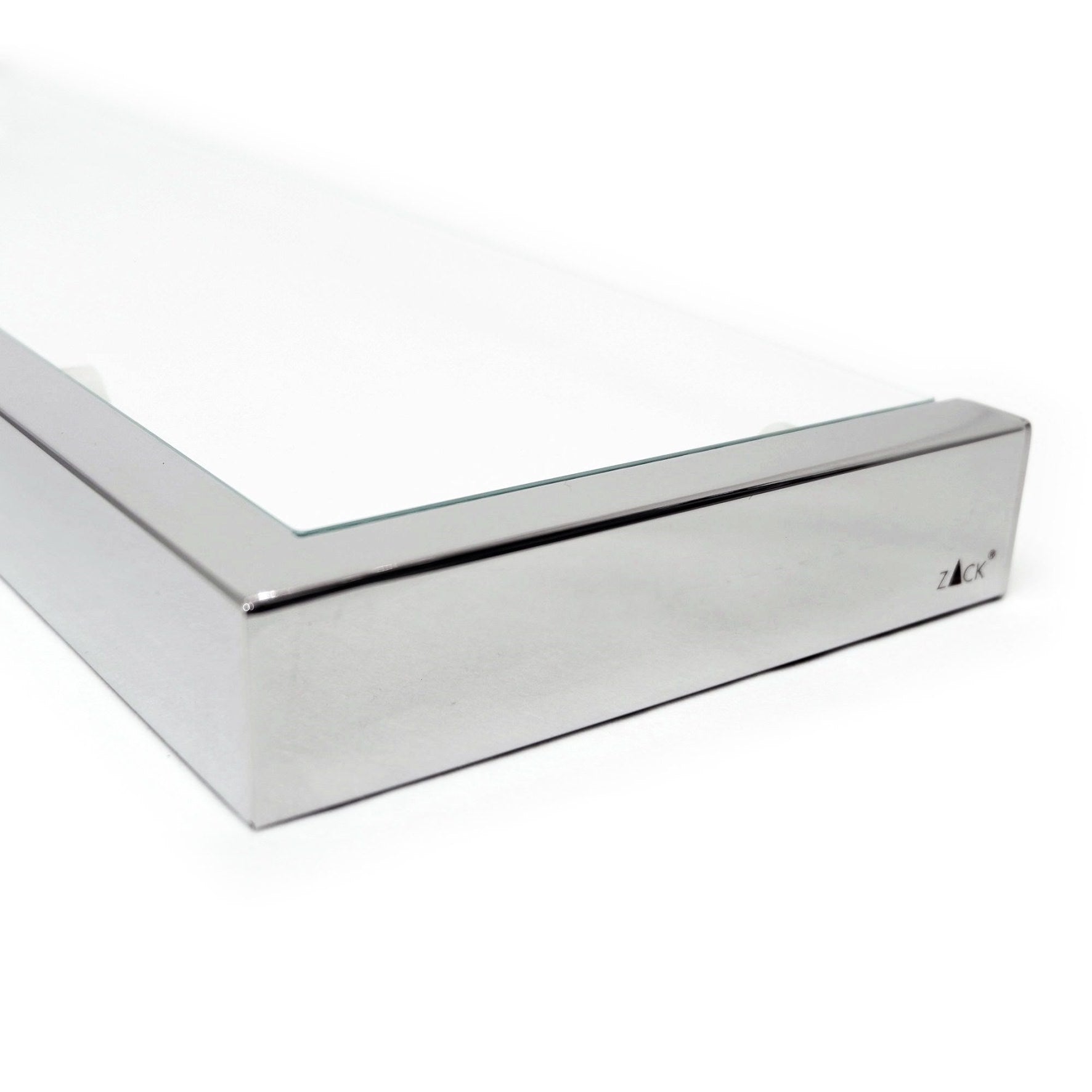 バスルームシェルフ｜ZACK 40029 LINEA MP ガラスシェルフ 洗面収納 壁設置型 幅46.5cm 奥行き13.2cm 高さ3cm ガラス板の厚み0.5cm 18/10ステンレス製 ミラーポリッシュ仕上げ H1 04