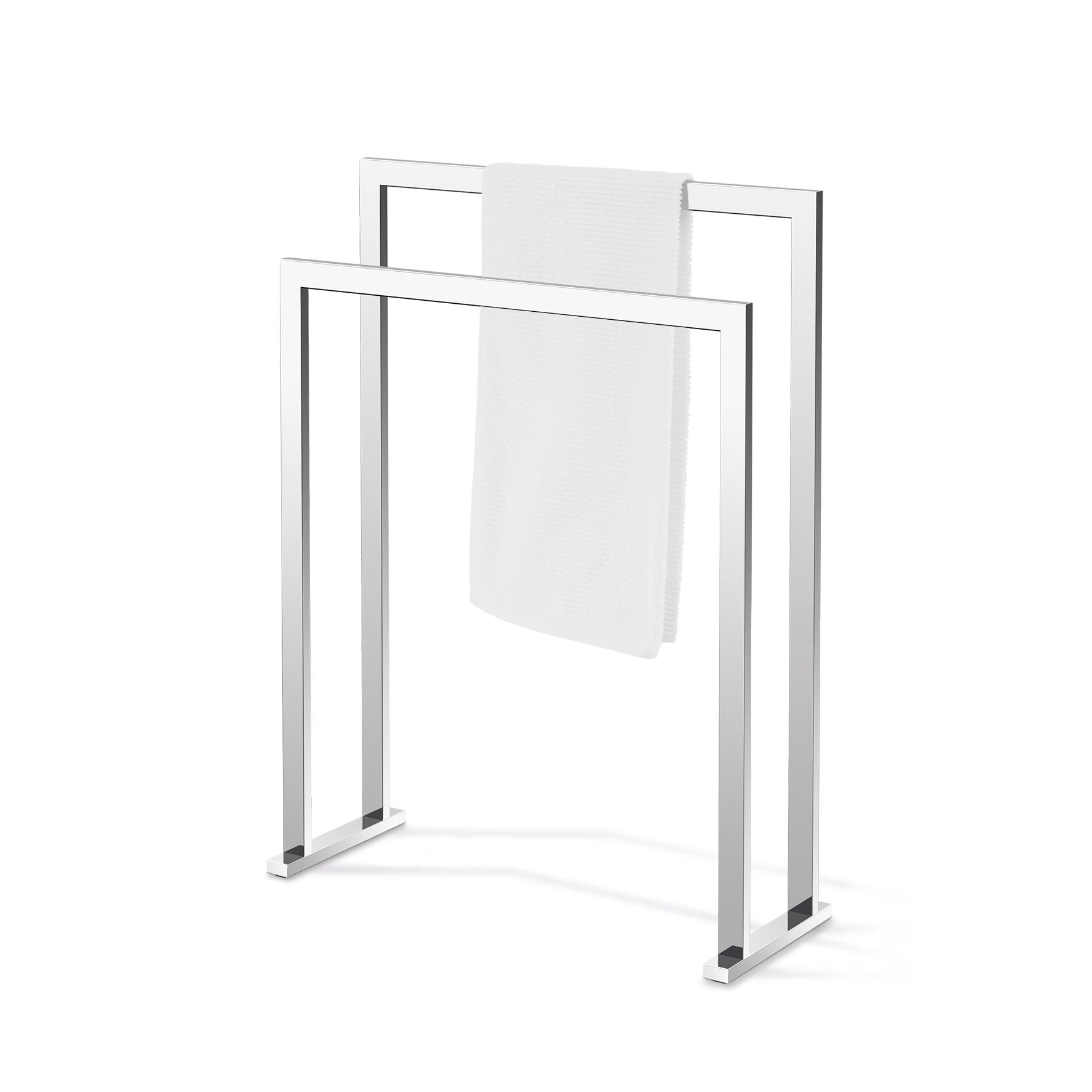 タオル掛け｜LINEA MP タオルラック ダブルタオルスタンド 高さ80(70)cm 幅60cm 奥行き22cm 18/10ステンレス製 ミラーポリッシュ仕上げ 40040