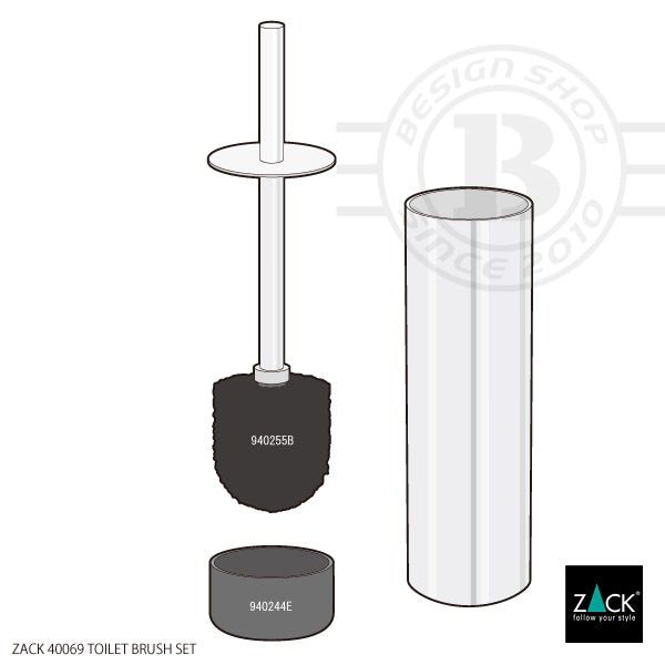 トイレブラシセット｜TUBO MP 床置きタイプ トイレ掃除 長さ40.5cm 18/10ステンレス製 ミラーポリッシュ仕上げ 40069