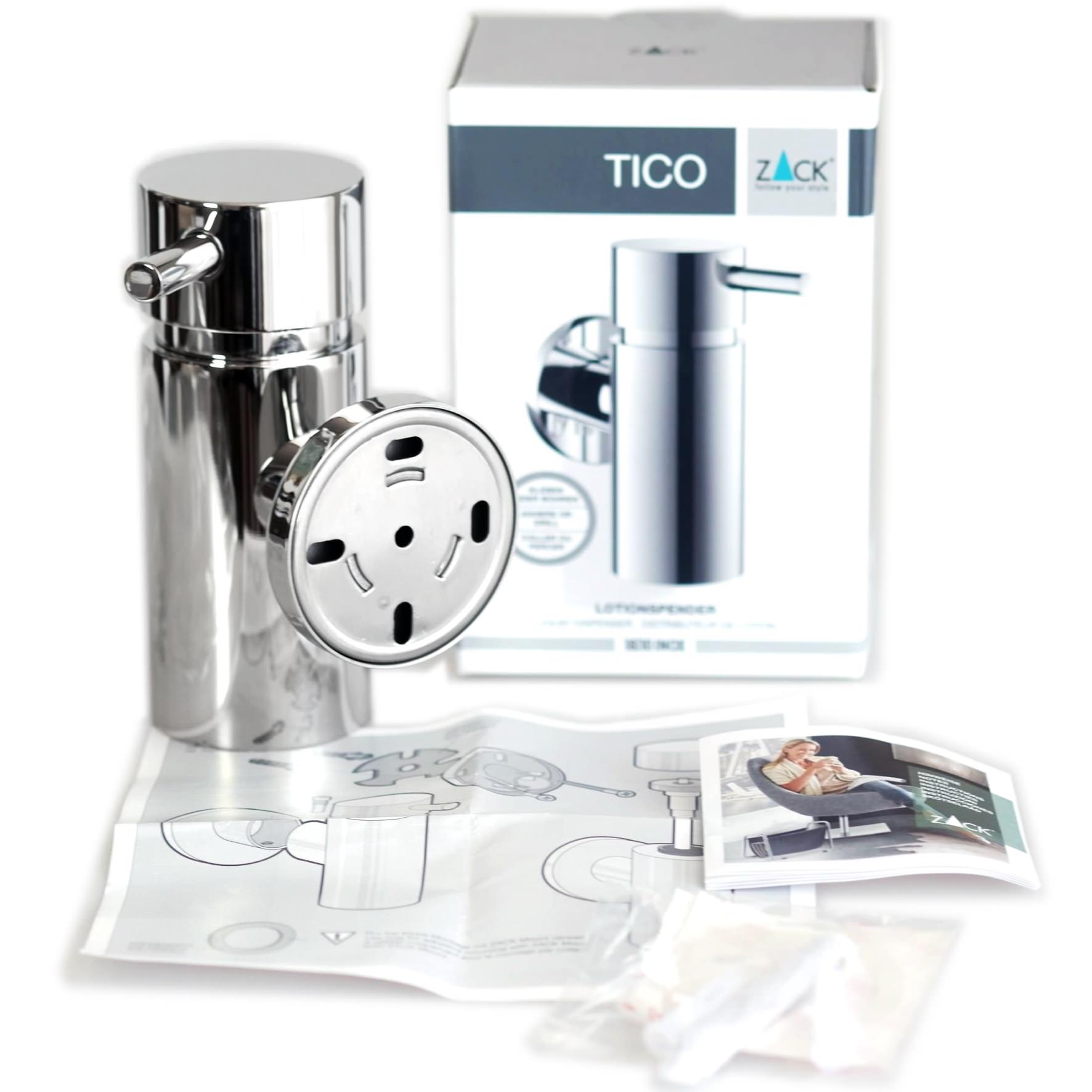 リキッドディスペンサー｜TICO MP 液体用ソープ リキッドソープ 壁設置タイプ 高さ12.6cm 直径5cm 130ml 18/10ステンレス製 ミラーポリッシュ仕上げ 40094