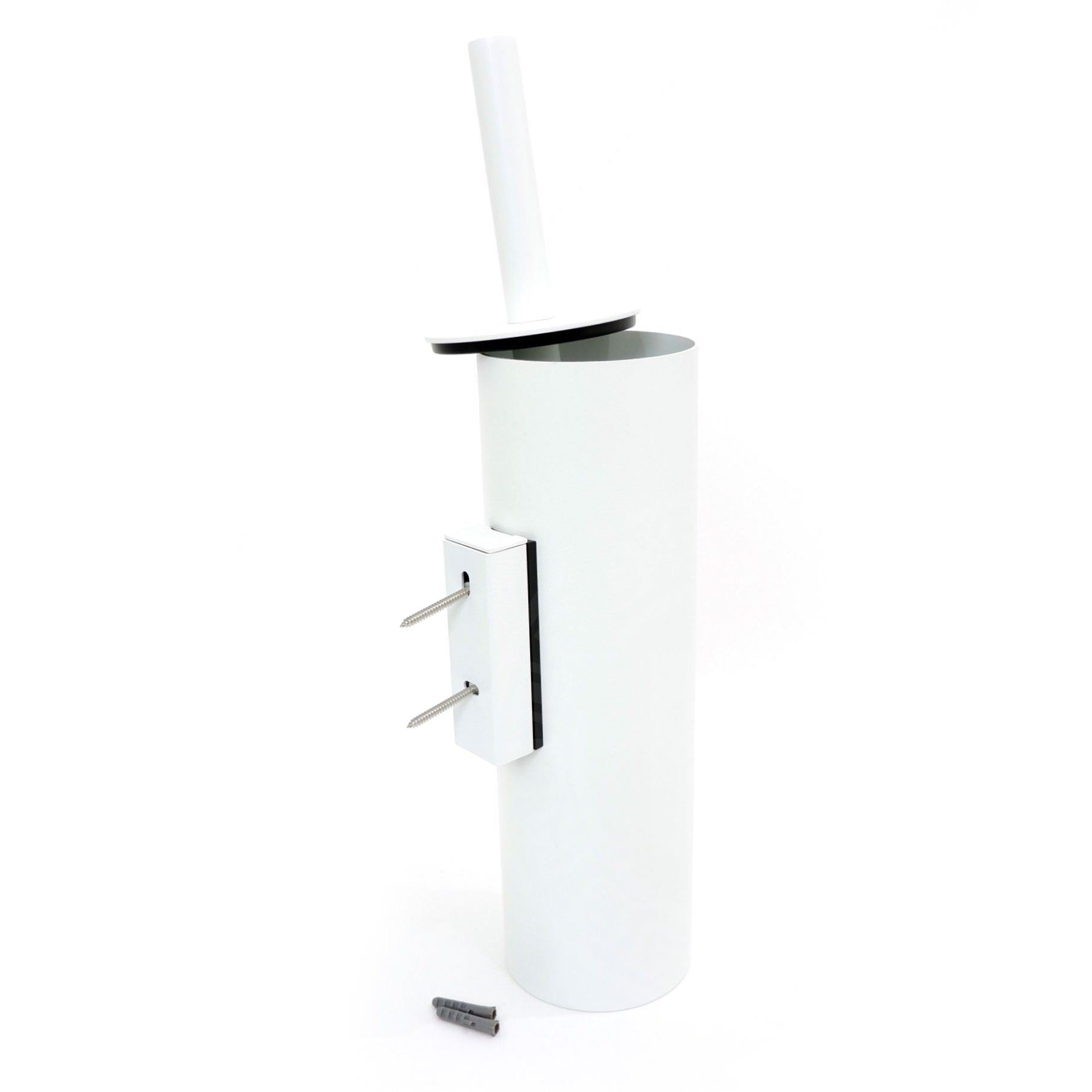 トイレブラシ｜TUBO MW 壁設置タイプ トイレ掃除 長さ40.4cm ケース直径9cm 18/10ステンレス製 マットホワイト 40117