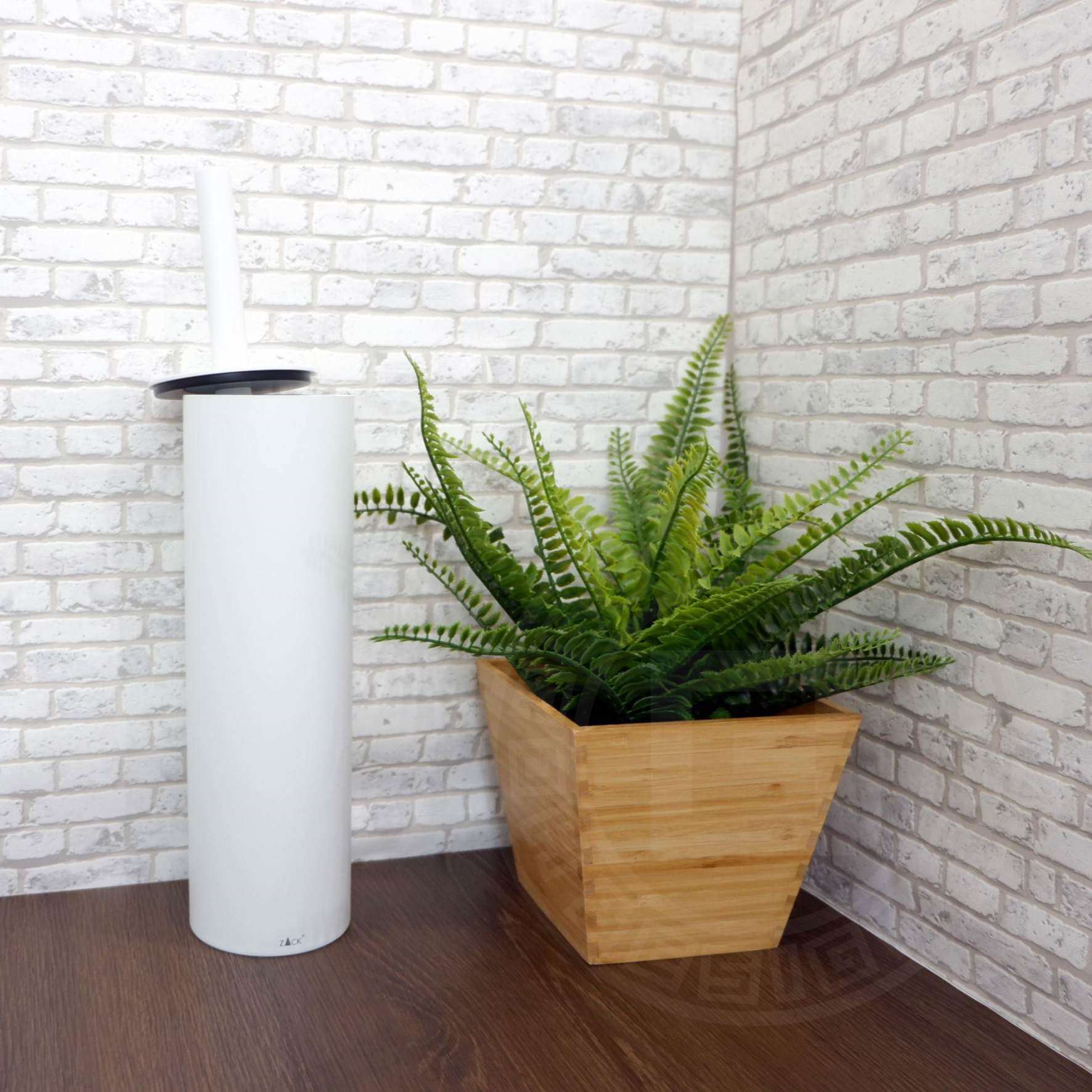 トイレブラシ｜TUBO MW 壁設置タイプ トイレ掃除 長さ40.4cm ケース直径9cm 18/10ステンレス製 マットホワイト 40117
