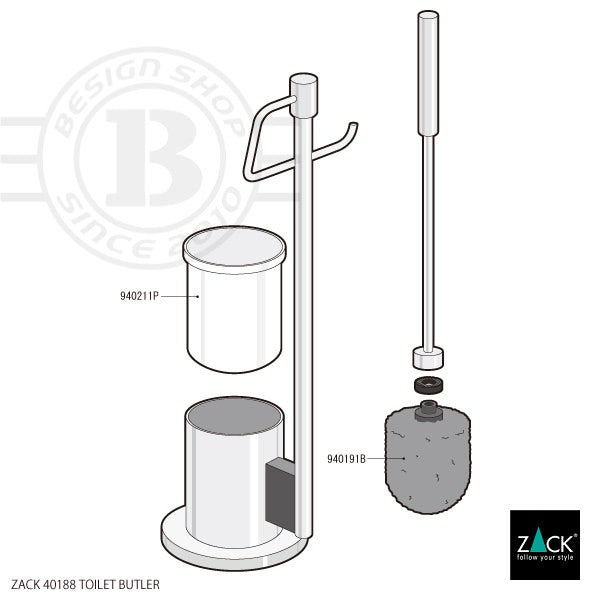トイレットバトラー｜MARINO HL トイレットペーパースタンド トイレブラシスタンド トイレブラシ 高さ76cm 18/10ステンレス製 ヘアライン仕上げ 40188