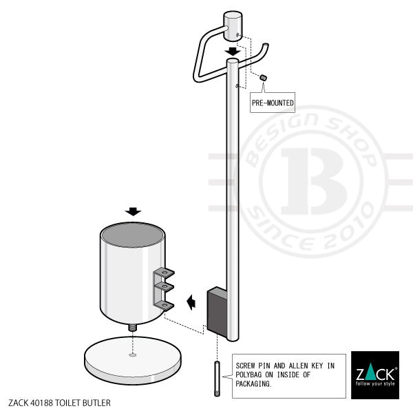 トイレットバトラー｜MARINO HL トイレットペーパースタンド トイレブラシスタンド トイレブラシ 高さ76cm 18/10ステンレス製 ヘアライン仕上げ 40188