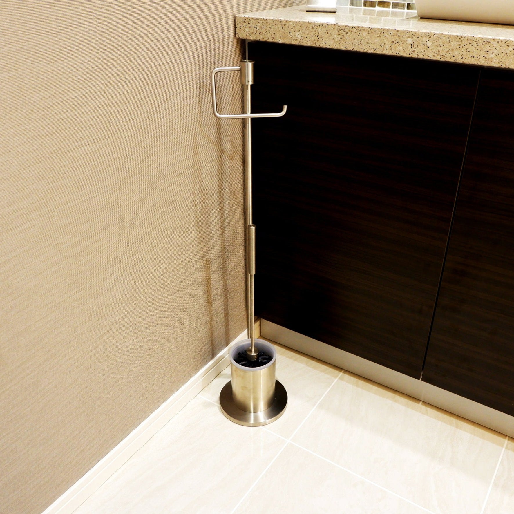 トイレットバトラー｜MARINO HL トイレットペーパースタンド トイレブラシスタンド トイレブラシ 高さ76cm 18/10ステンレス製 ヘアライン仕上げ 40188