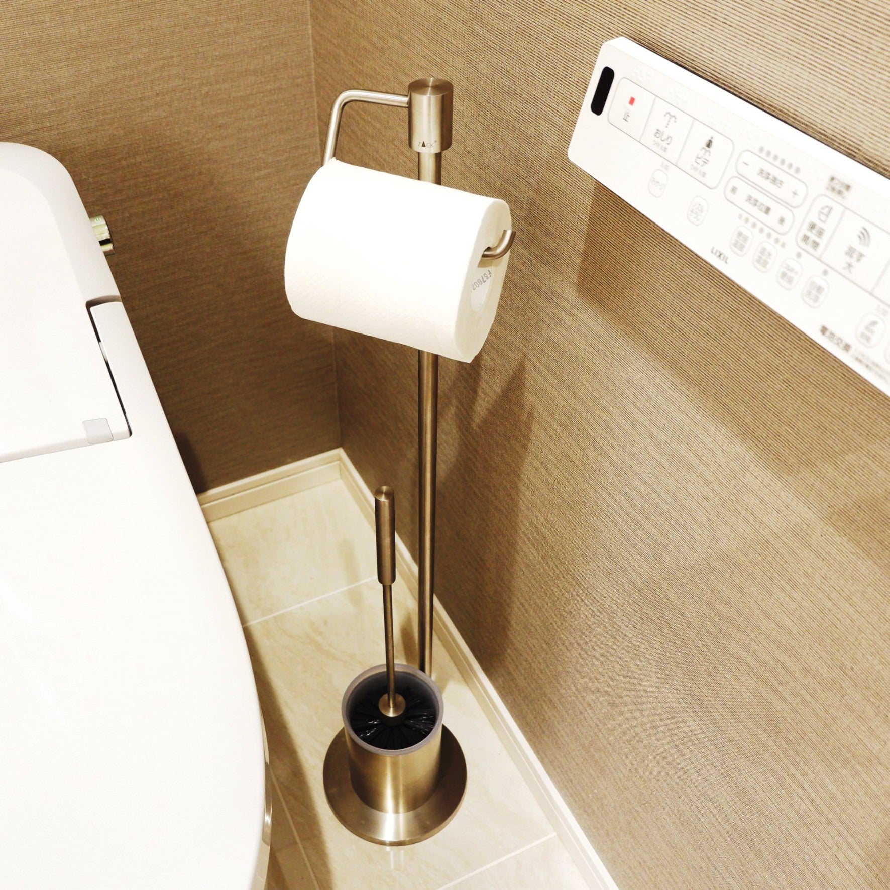 トイレットバトラー｜MARINO HL トイレットペーパースタンド トイレブラシスタンド トイレブラシ 高さ76cm 18/10ステンレス製 ヘアライン仕上げ 40188