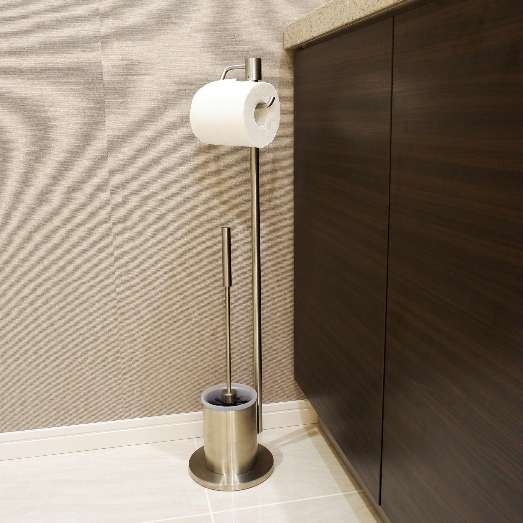 トイレットバトラー｜MARINO HL トイレットペーパースタンド トイレブラシスタンド トイレブラシ 高さ76cm 18/10ステンレス製 ヘアライン仕上げ 40188