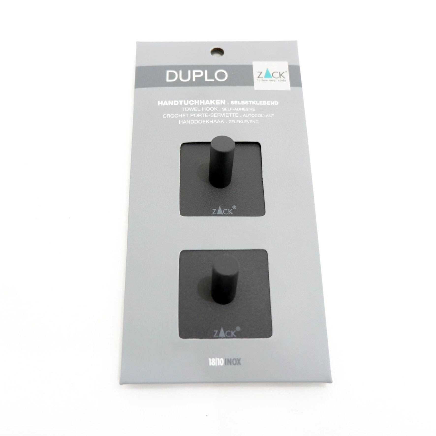 タオル掛け｜DUPLO MB タオルフック 2個入 タオルホルダー シール接着タイプ 縦4.2cm 横4.2cm 18/10ステンレス製 マットブラック 40353