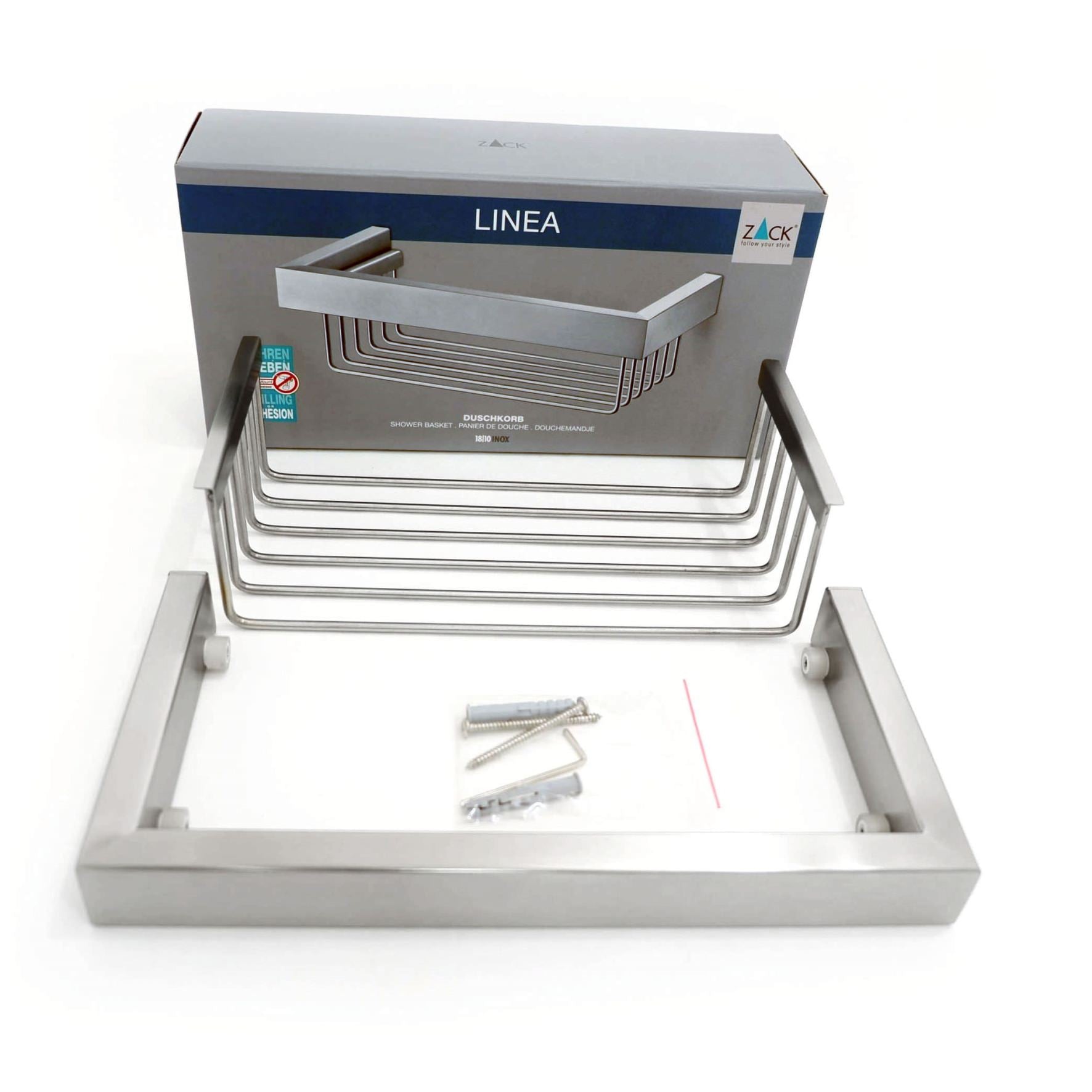 シャワーバスケット｜LINEA HL バスラック バスルームラック 洗面収納 壁設置タイプ 幅26.5cm 高さ7cm 奥行き13cm 18/10ステンレス製 ヘアライン仕上げ 40371
