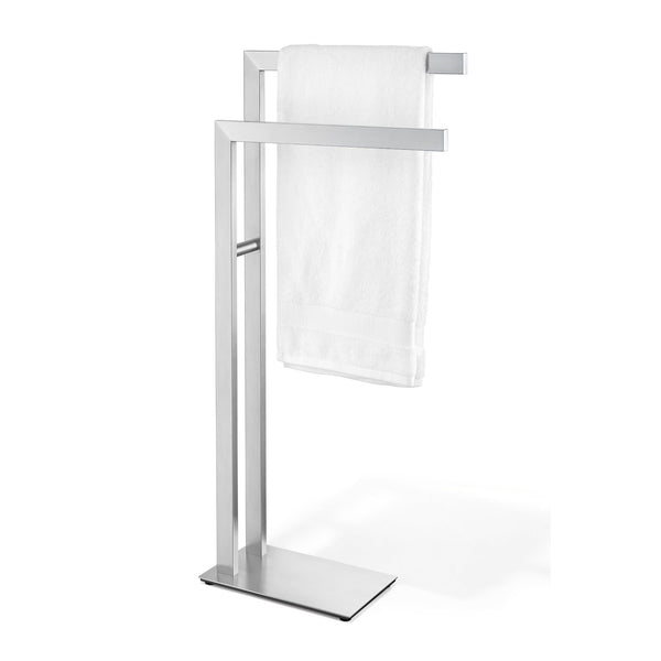 タオル掛け｜ZACK 40377 LINEA HL タオルスタンド タオルラック ダブルタオルスタンド 高さ80(70)cm バー長さ38.5cm 奥行き15cm 18/10ステンレス製 ヘアライン仕上げ