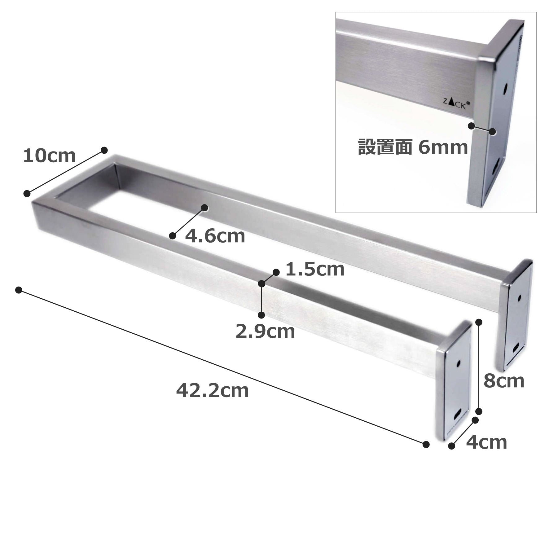 タオル掛け｜LINEA HL ダブルタオルホルダー タオルレール タオルハンガー 壁設置 長さ42.2cm 高さ8cm 幅10cm 18/10ステンレス製 ヘアライン仕上げ 40398