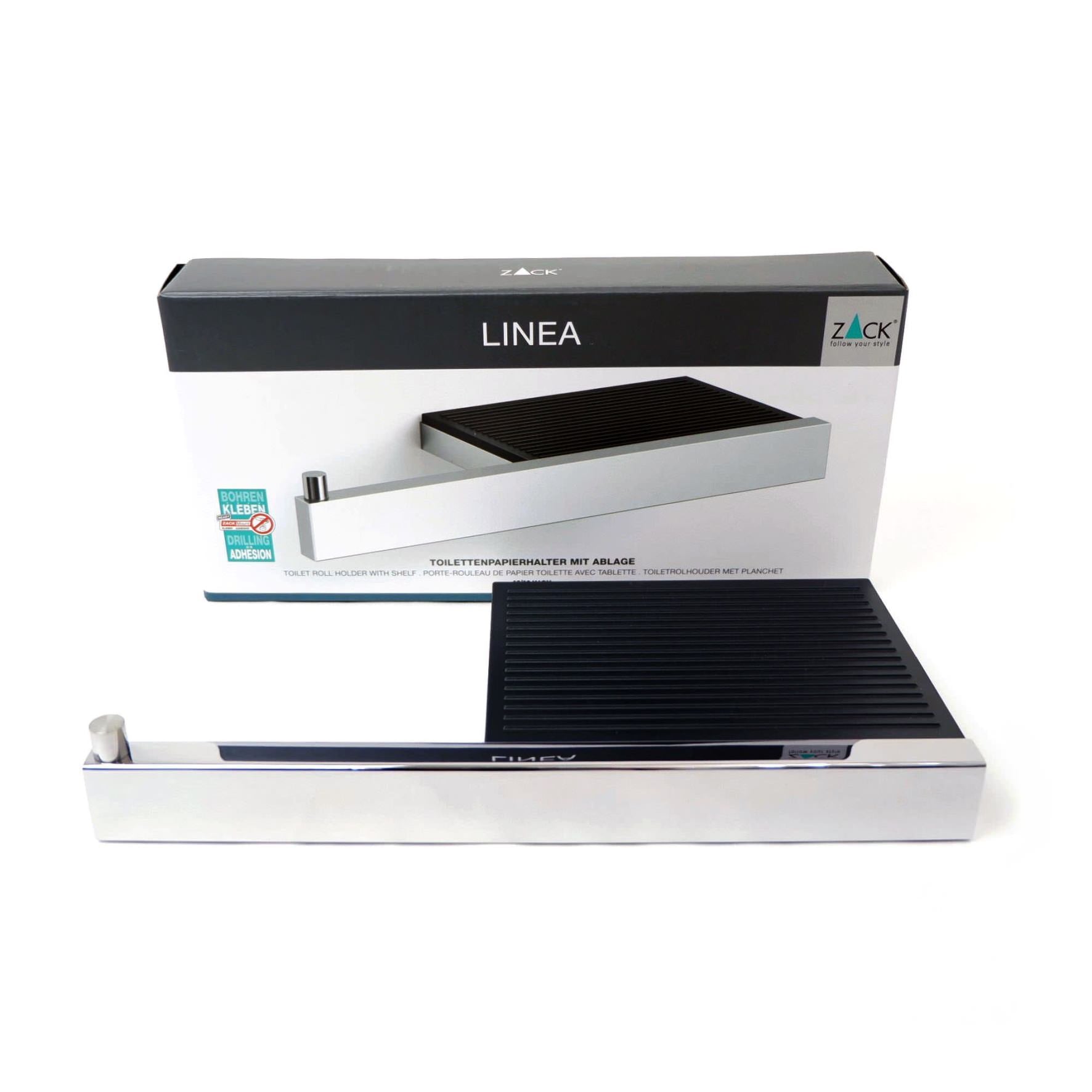 トレイ付きトイレットペーパーホルダー｜LINEA MP ペーパーホルダー ペーパーストッカー 壁設置タイプ トレイ付き 幅28cm 高さ4.2cm 奥行き13.2cm 18/10ステンレス製 ミラーポリッシュ仕上げ 40407