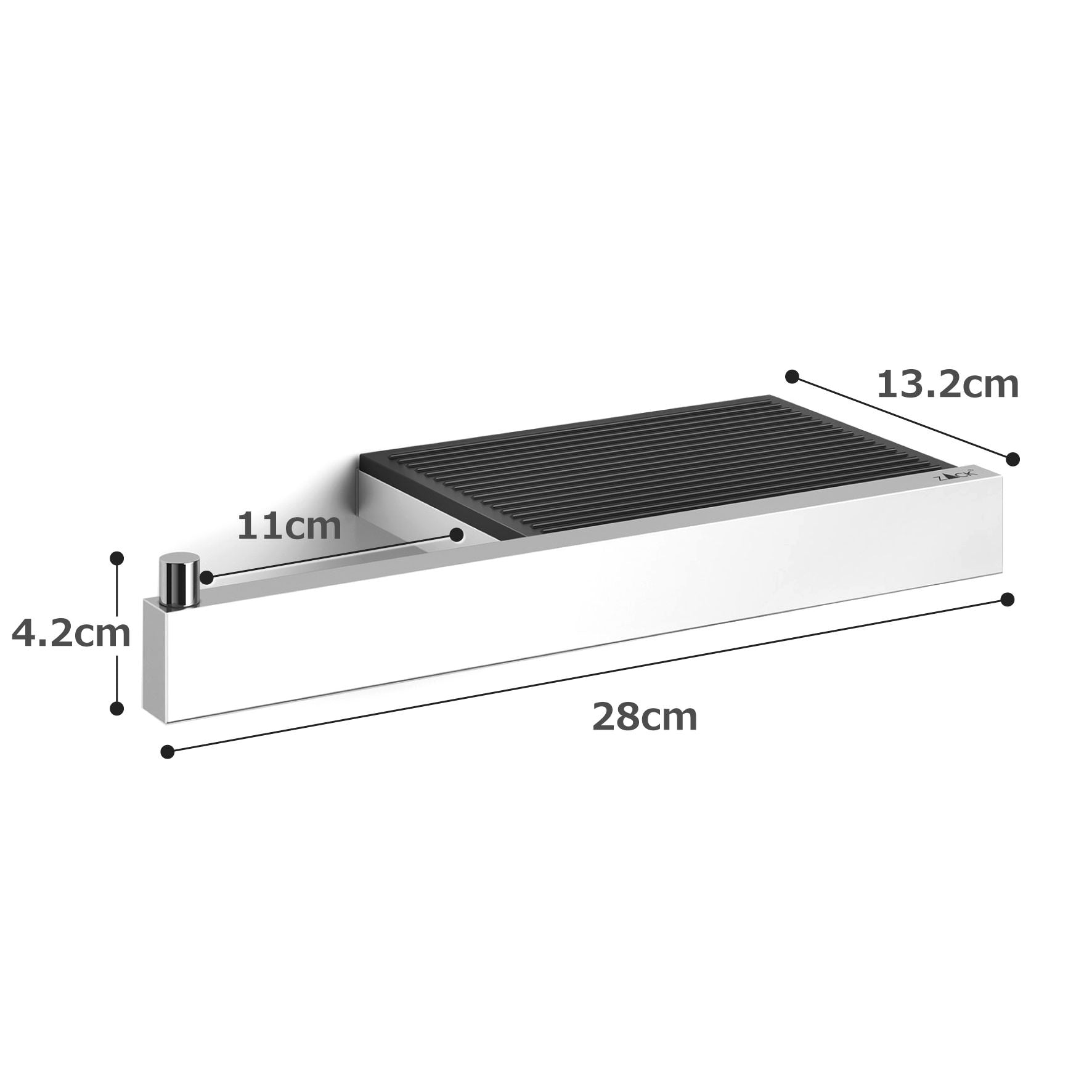 トレイ付きトイレットペーパーホルダー｜LINEA MP ペーパーホルダー ペーパーストッカー 壁設置タイプ トレイ付き 幅28cm 高さ4.2cm 奥行き13.2cm 18/10ステンレス製 ミラーポリッシュ仕上げ 40407