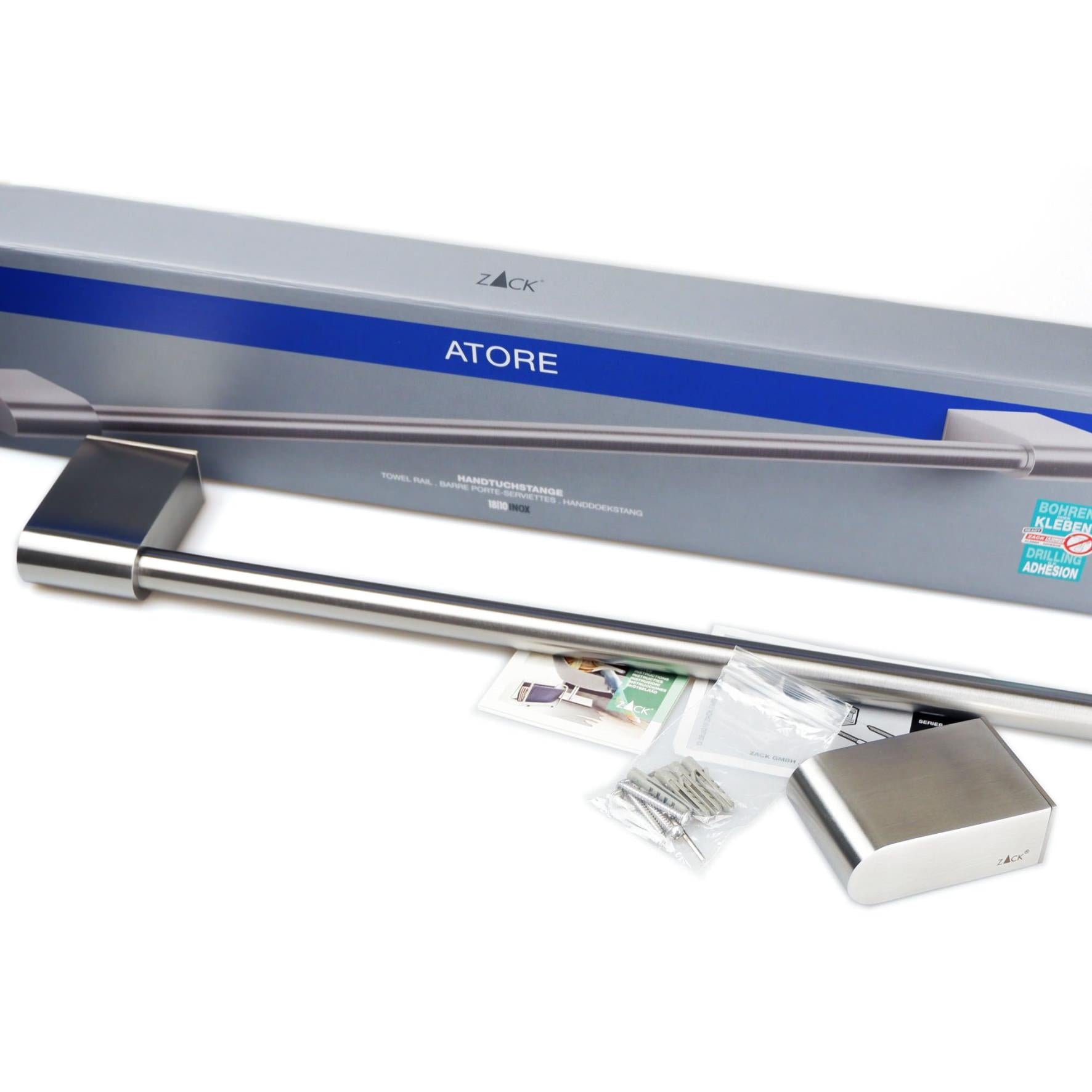 タオル掛け｜ATORE HL タオルレール タオルホルダー タオルハンガー 壁設置 幅65.2cm 高さ2.8cm 奥行き7.9cm 18/10ステンレス製 ヘアライン仕上げ 40422