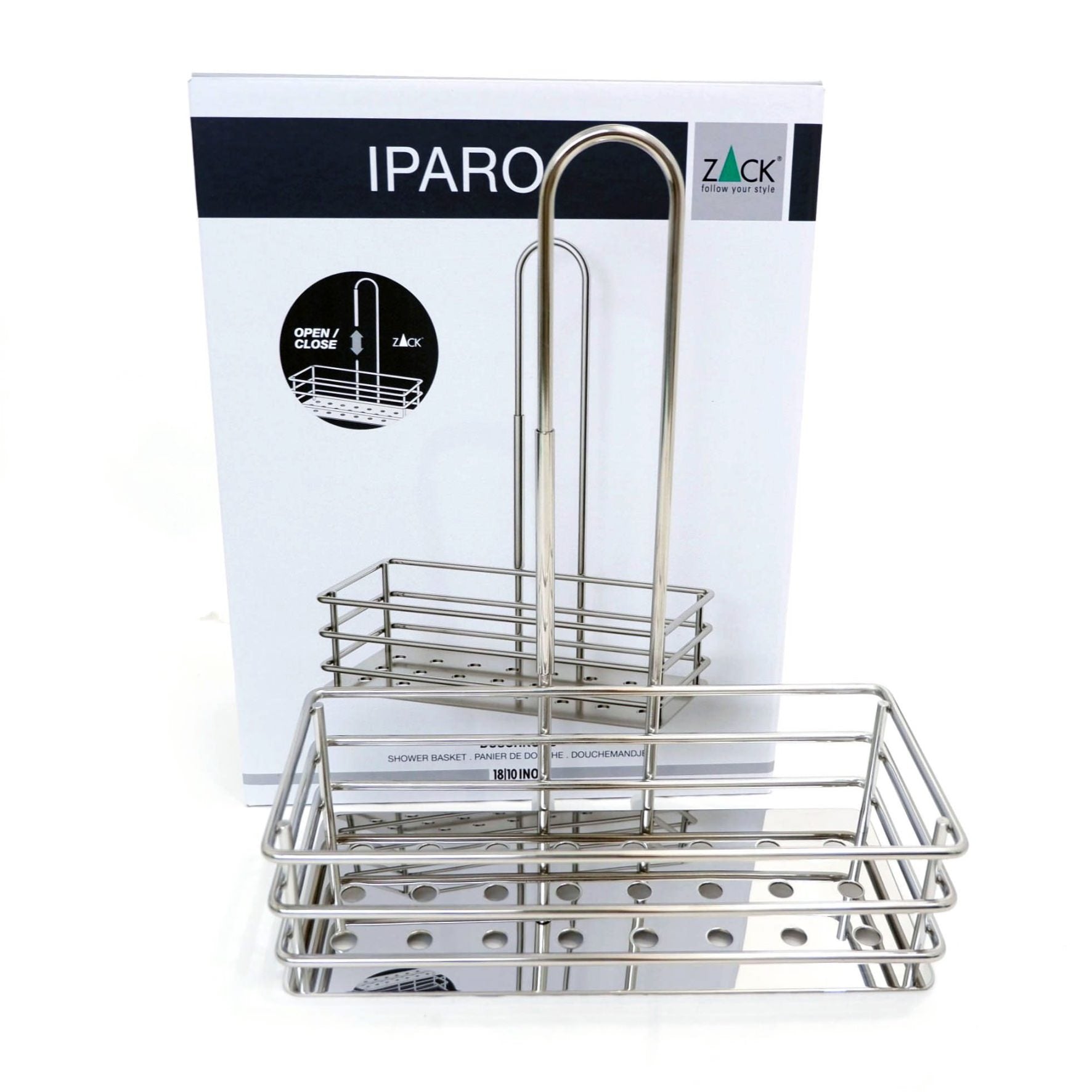 シャワーバスケット｜IPARO MP バスラック バスルームラック 洗面収納 幅25.5cm 高さ31.5cm 奥行き13.2cm 18/10ステンレス製 ミラーポリッシュ仕上げ 40439