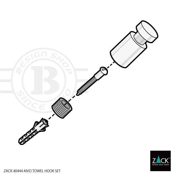 タオル掛け｜AIVO MB タオルフックS 2個セット ループタオルフック 壁設置タイプ 直径1.6cm 長さ3.5cm タオルフックS 2個入 18/10ステンレス製 マットブラック 40444