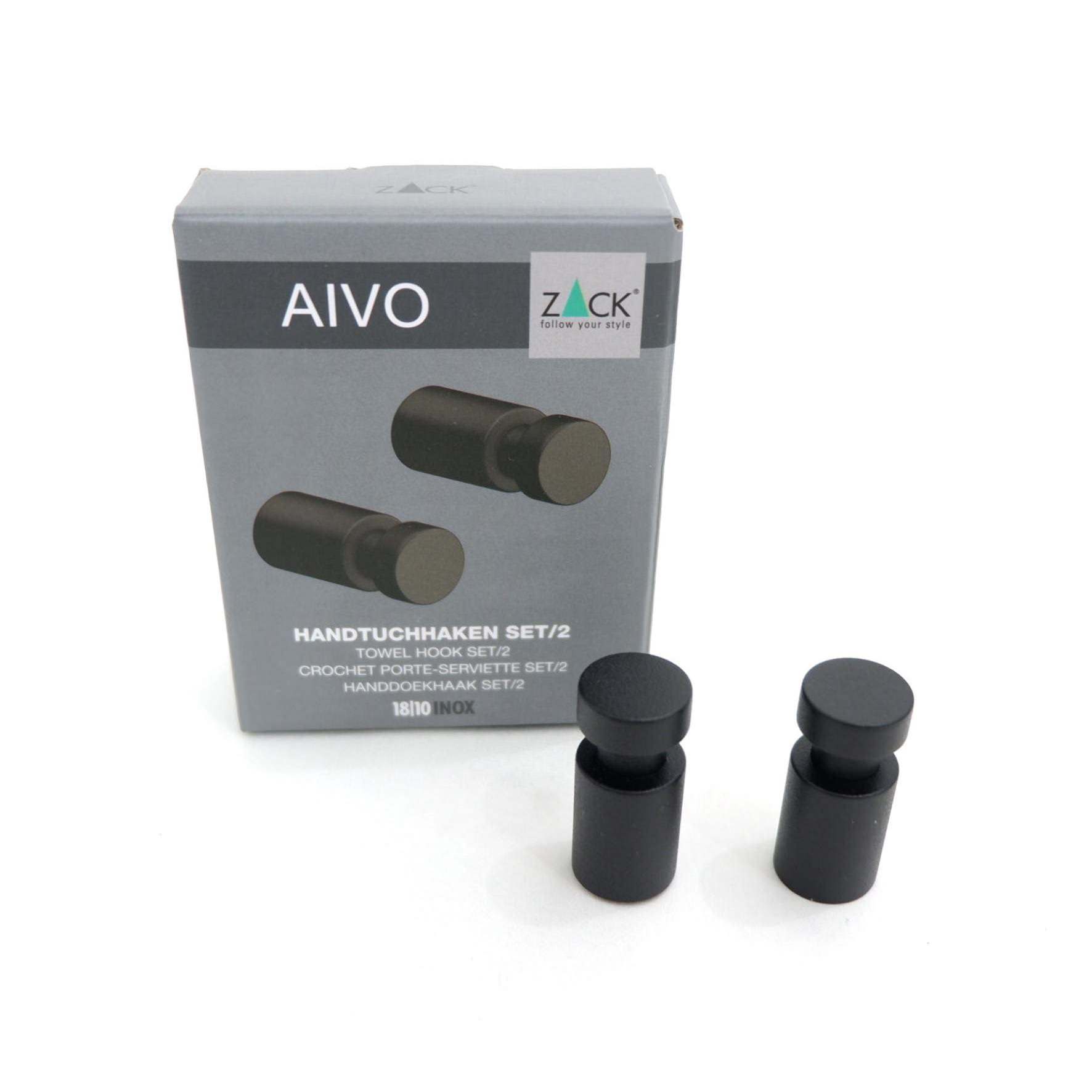 タオル掛け｜AIVO MB タオルフックS 2個セット ループタオルフック 壁設置タイプ 直径1.6cm 長さ3.5cm タオルフックS 2個入 18/10ステンレス製 マットブラック 40444