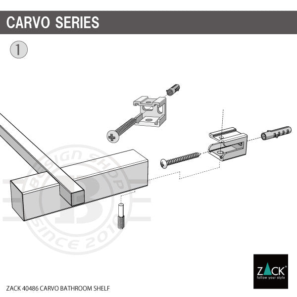 バスルームシェルフ｜CARVO HL ガラスのシェルフ シャワーラック バスルームラック バス収納備品置き 洗面収納 壁設置タイプ 幅65.8cm 高さ3.6cm 奥行き12cm 18/10ステンレス製 ヘアライン仕上げ 40486