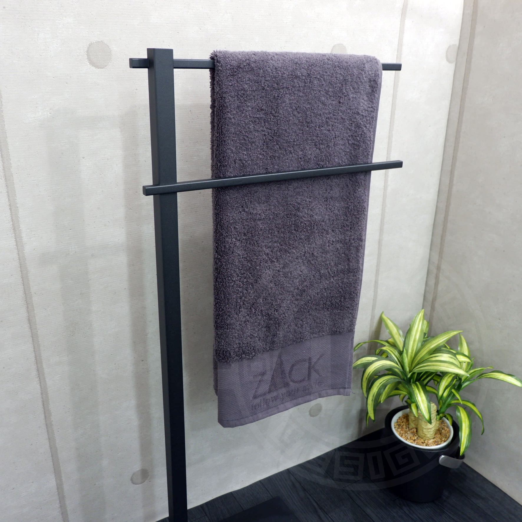 タオル掛け｜CARVO MB タオルスタンド タオルラック ダブルタオルスタンド 高さ79cm バー長さ39cm 奥行き15cm 18/10ステンレス製 マットブラック 40513