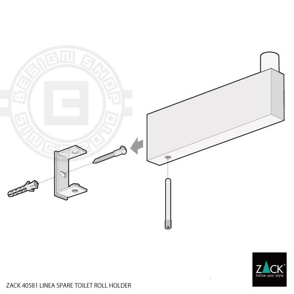 スペアトイレットペーパーホルダー｜LINEA MB ペーパーストッカー ペーパースタンド 壁設置タイプ 高さ4.2cm 幅1.5cm 奥行き13.1cm 18/10ステンレス製 マットブラック 40581