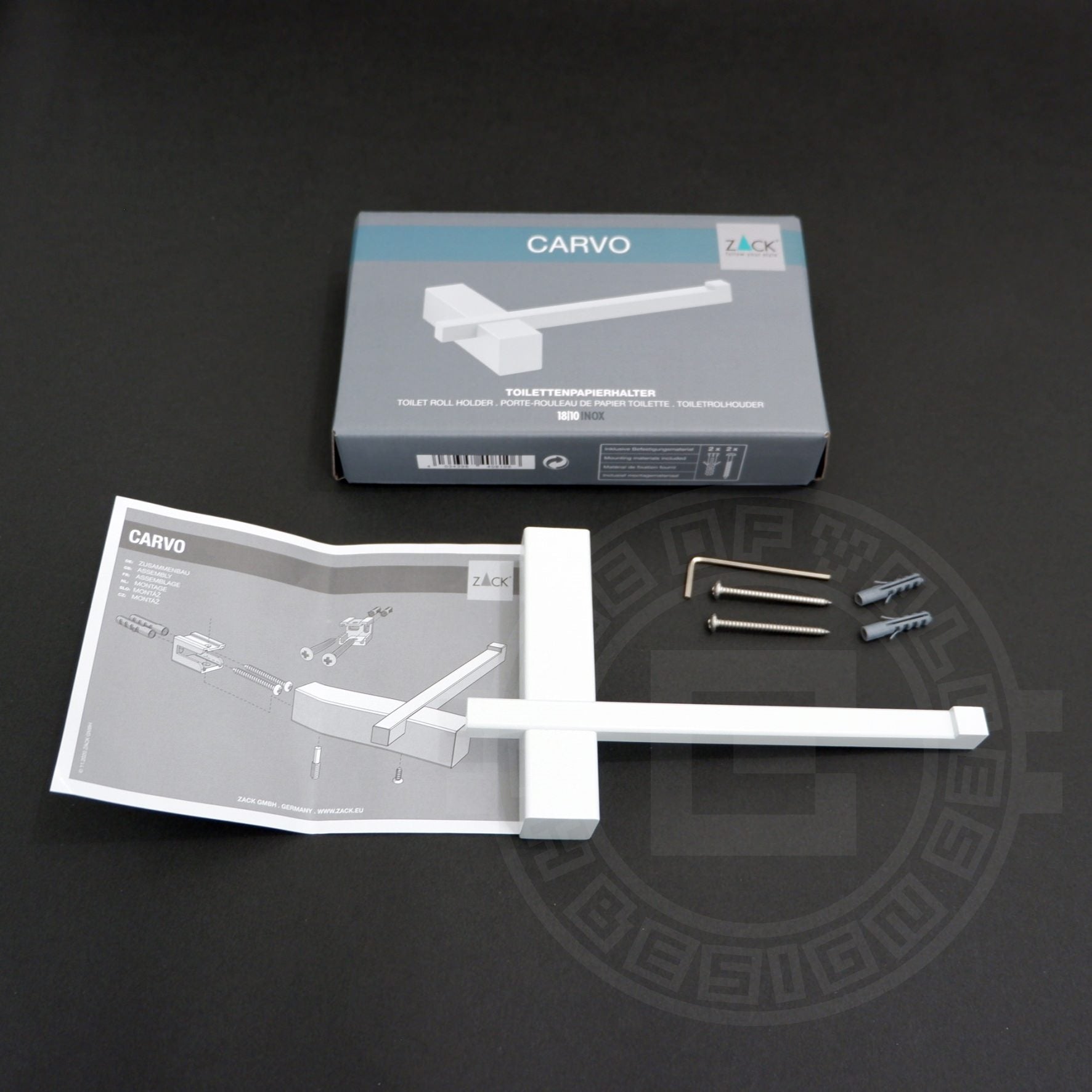 トイレットペーパーホルダー｜CARVO MW ペーパーホルダー ペーパーストッカー 壁設置タイプ 幅16.5cm 高さ2.6cm 奥行き10cm 18/10ステンレス製 マットホワイト 40810