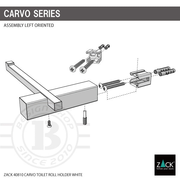 トイレットペーパーホルダー｜CARVO MW ペーパーホルダー ペーパーストッカー 壁設置タイプ 幅16.5cm 高さ2.6cm 奥行き10cm 18/10ステンレス製 マットホワイト 40810