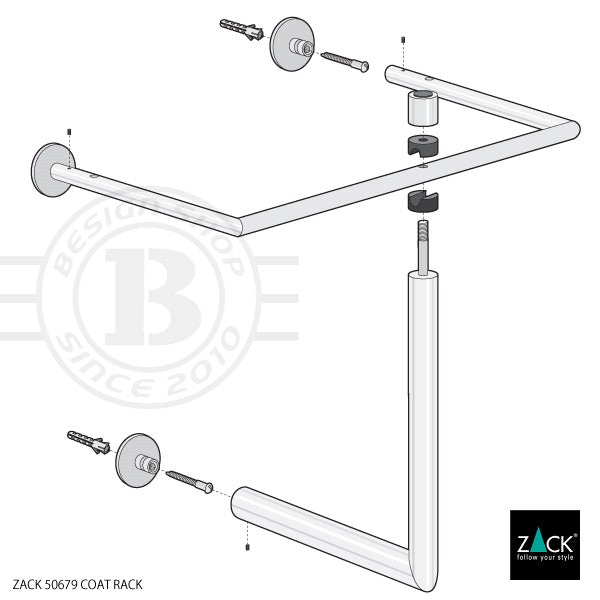コートラック｜ABILIO HL コート掛け 収納ラック 衣類掛け 壁設置タイプ 幅67cm 高さ36cm 奥行き30cm 18/10ステンレス製 ヘアライン仕上げ 50679