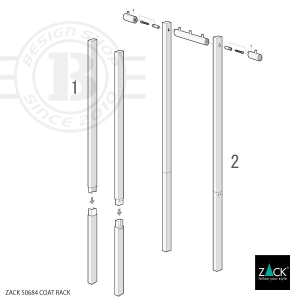 コートラック｜VESTOR HL コートスタンド 傘立て アンブレラスタンド 高さ170cm ベース幅49cm 奥行き34cm 18/10ステンレス製 ヘアライン仕上げ 50684