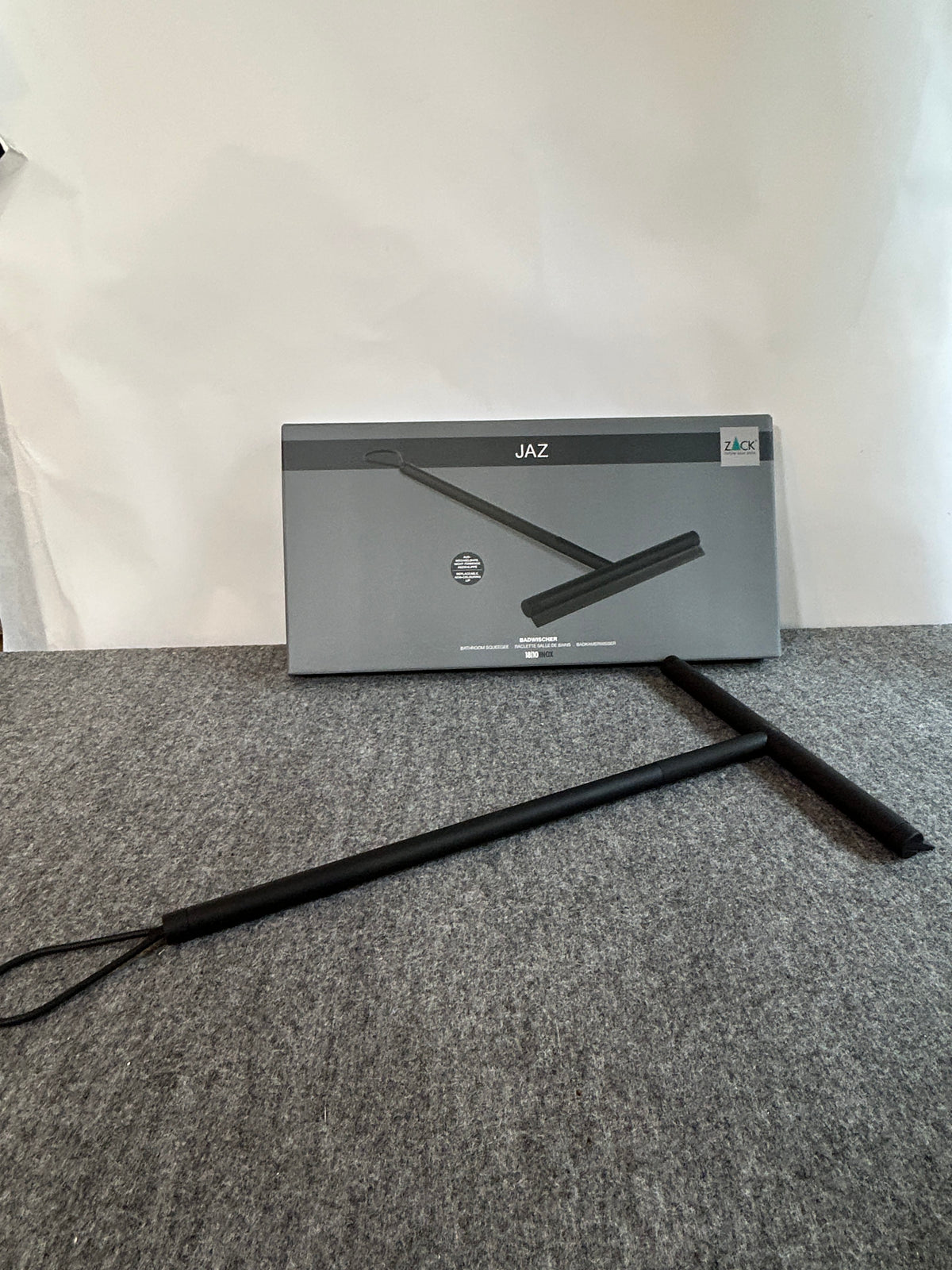 [SAMPLE] バスルームスクイージーL｜ZACK 40547 JAZ MB 水切りワイパー 浴室スクイージー 長さ43.5cm 幅24cm 18/10ステンレス製 マットブラック H1 [在庫あり]