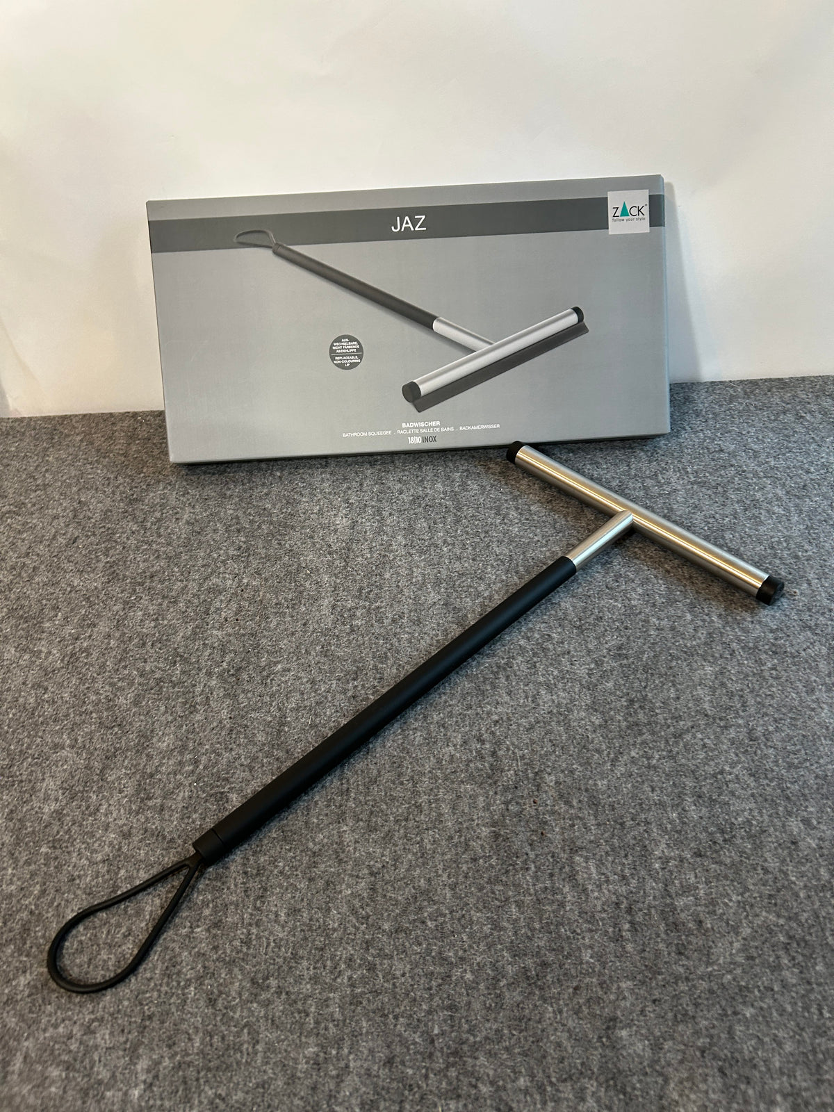 [SAMPLE] [廃番] バスルームスクイージーM｜ZACK 40327 JAZ HL 18/10ステンレス製 ヘアライン仕上げ