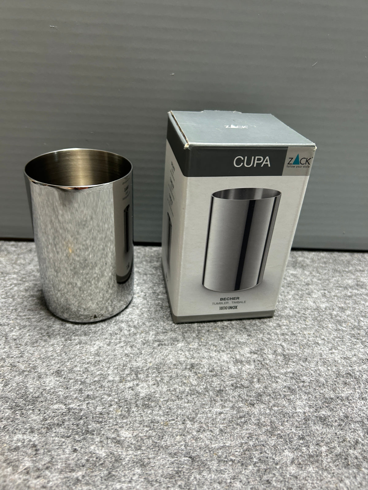 [SAMPLE] タンブラー｜ZACK 40081 CUPA MP コップ 高さ10cm 直径6.5cm 250ml 18/10ステンレス製 ミラーポリッシュ仕上げ