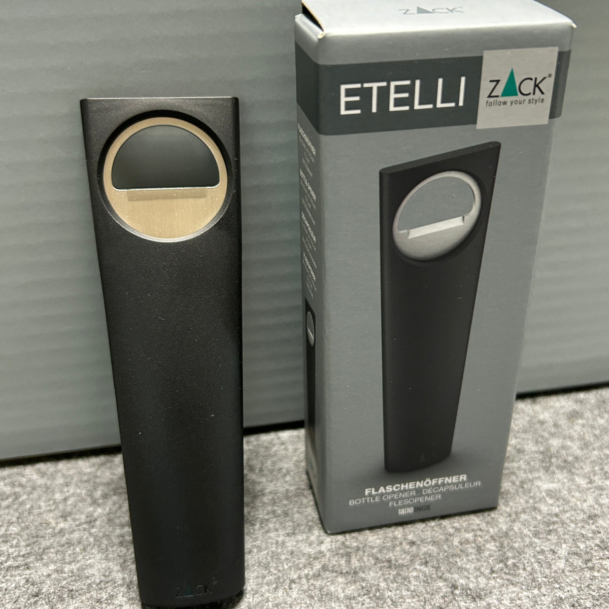 [SAMPLE] ボトルオープナー｜ZACK 20573 ETELLI HL 栓抜き 超軽量 高さ14.3cm 幅4.5cm 18/10ステンレス製 ヘアライン仕上げ [在庫あり]