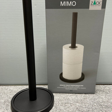 [SAMPLE] スペアトイレットペーパーホルダー｜ZACK 40286 MIMO MB ペーパーストッカー ペーパースタンド 高さ37cm ベース直径15cm 18/10ステンレス製 マットブラック [在庫有り]