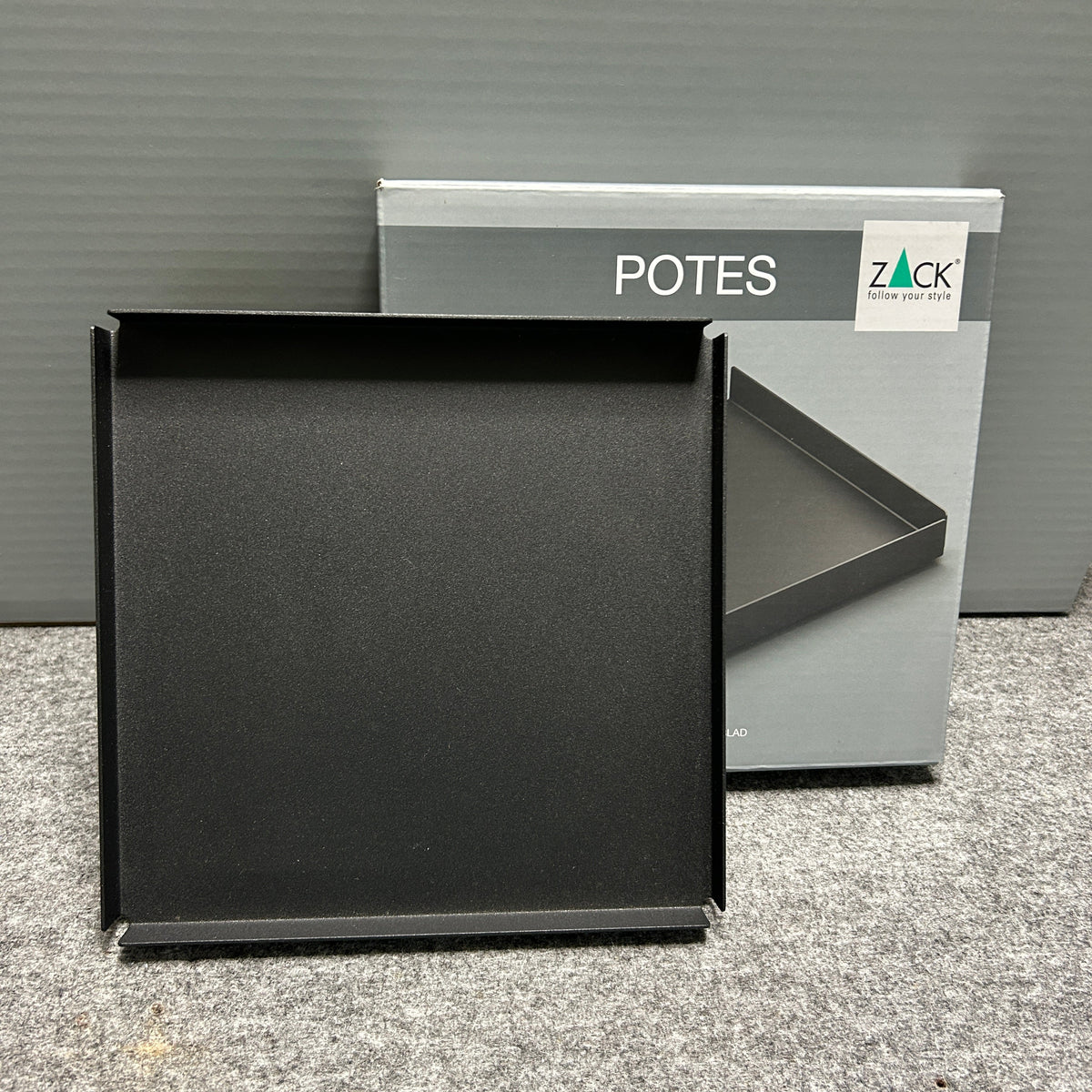 [SAMPLE] トレイL｜ZACK 40538 POTES MB 小物入れ コスメケース 洗面収納 幅20cm 高さ2cm 奥行き20cm 18/10ステンレス製 マットブラック [在庫あり]