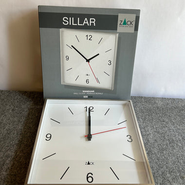 [SAMPLE] [廃番] ウォールクロック｜ZACK 60053 SILLAR HL 壁掛け時計 ステップ式 幅26cm 高さ26cm 厚み4.1cm 18/10ステンレス製 ヘアライン仕上げ