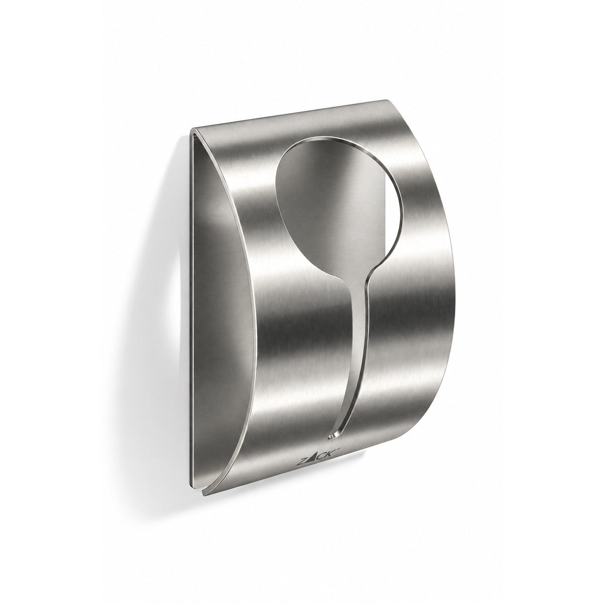 ZACK 40200 PECO ステンレス製タオルクリップ：正面斜めから見た丸い開口部とスリット